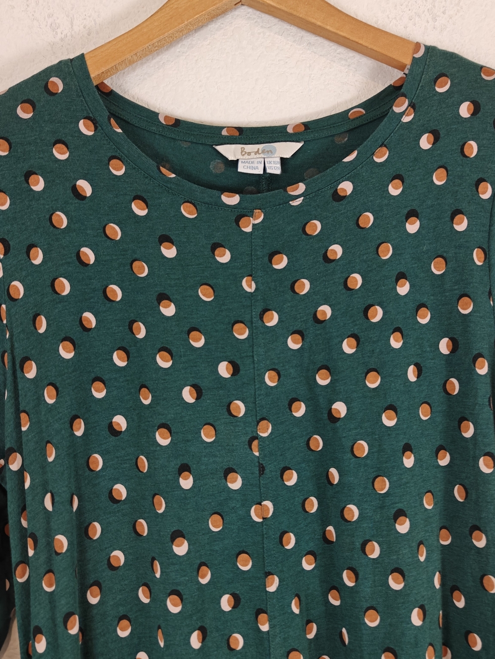 Boden Forest Green Polka Dot Swing Tunic Dress | Tencel Cotton Blend Pockets 12R - Picture 6 of 12